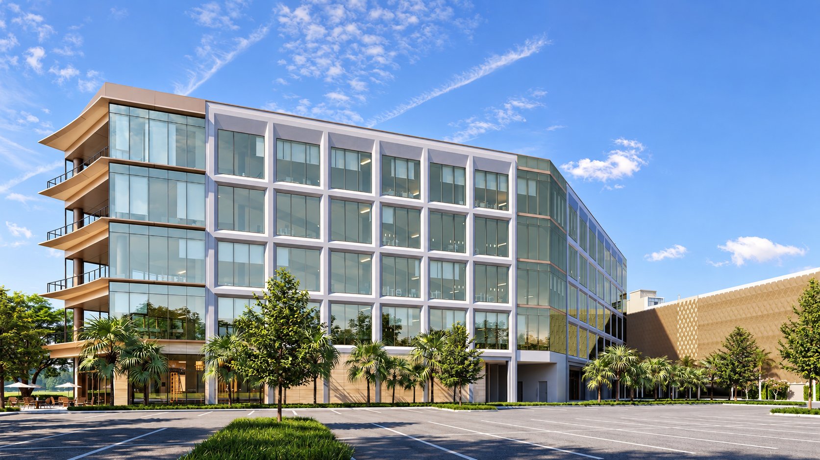 One Midtown arrival entrance and ground-floor retail